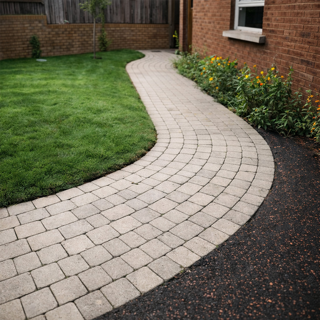 Cobblestone path after cleaning